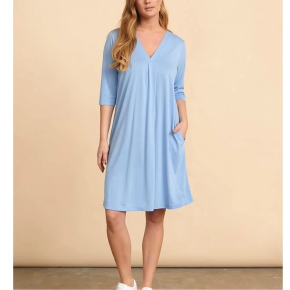 cream | V Neck Modal Shift Dress Java Brown NWT Casual Contemporary Lightweight - Picture 8 of 8